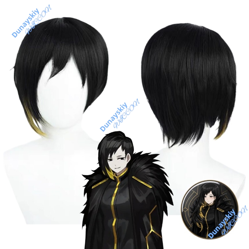 Anime Cosplay Wig Heat Resistant - باروكة كوسبلاي قصيرة سوداء مقاومة للحرارة