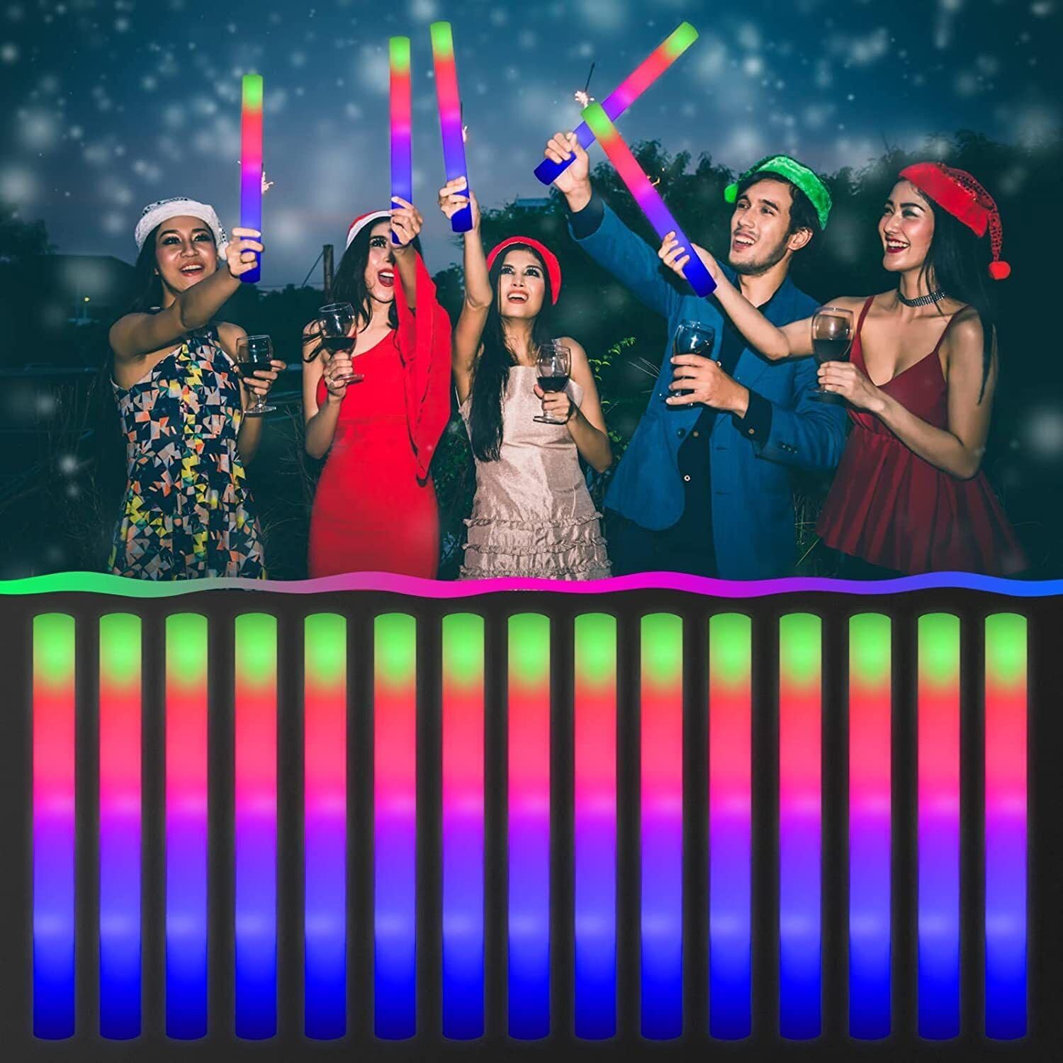 42 قطعة من عصي الفوم المضيئة ا - مراجعة Flashing Led Foam Sticks Party وسعره