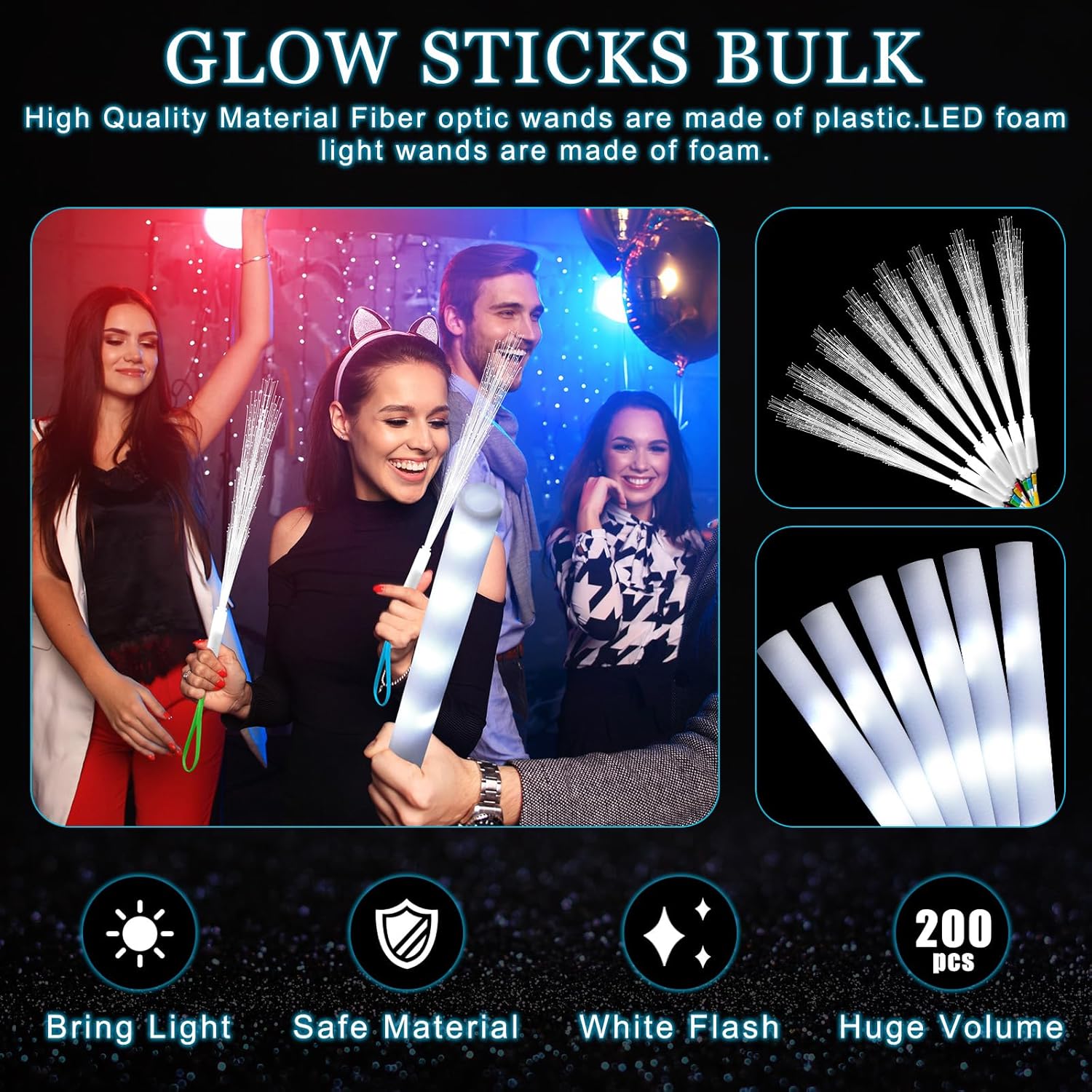 عصا ليد من الألياف البصرية الب - مراجعة Flashing Led Foam Sticks Party وسعره