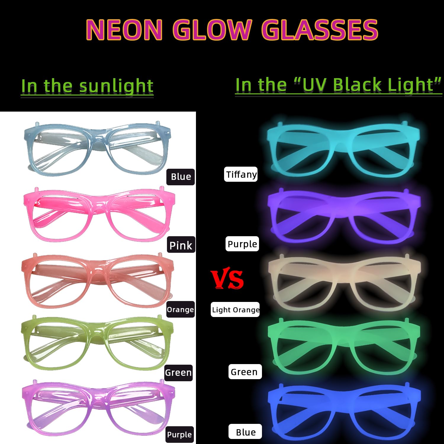 2/24 قطعة من النظارات المتوهجة - مراجعة Glow In The Dark Party Glasses وسعره