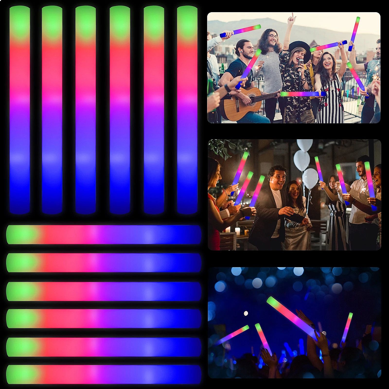 عصي مضيئة بالجملة، 102 قطعة، ع - مراجعة Flashing Led Foam Sticks Party وسعره